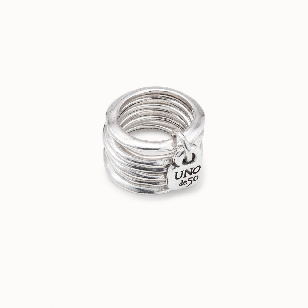 UNO de 50 Silver Stacked Rings - Picture 3 of 9